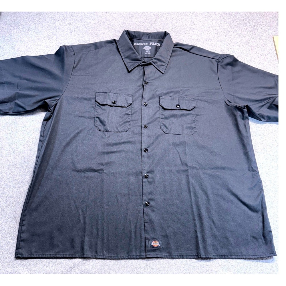 Dickies Work Shirt Mens 3XL Charcoal Gray Flex Short Sleeve Button Up Work